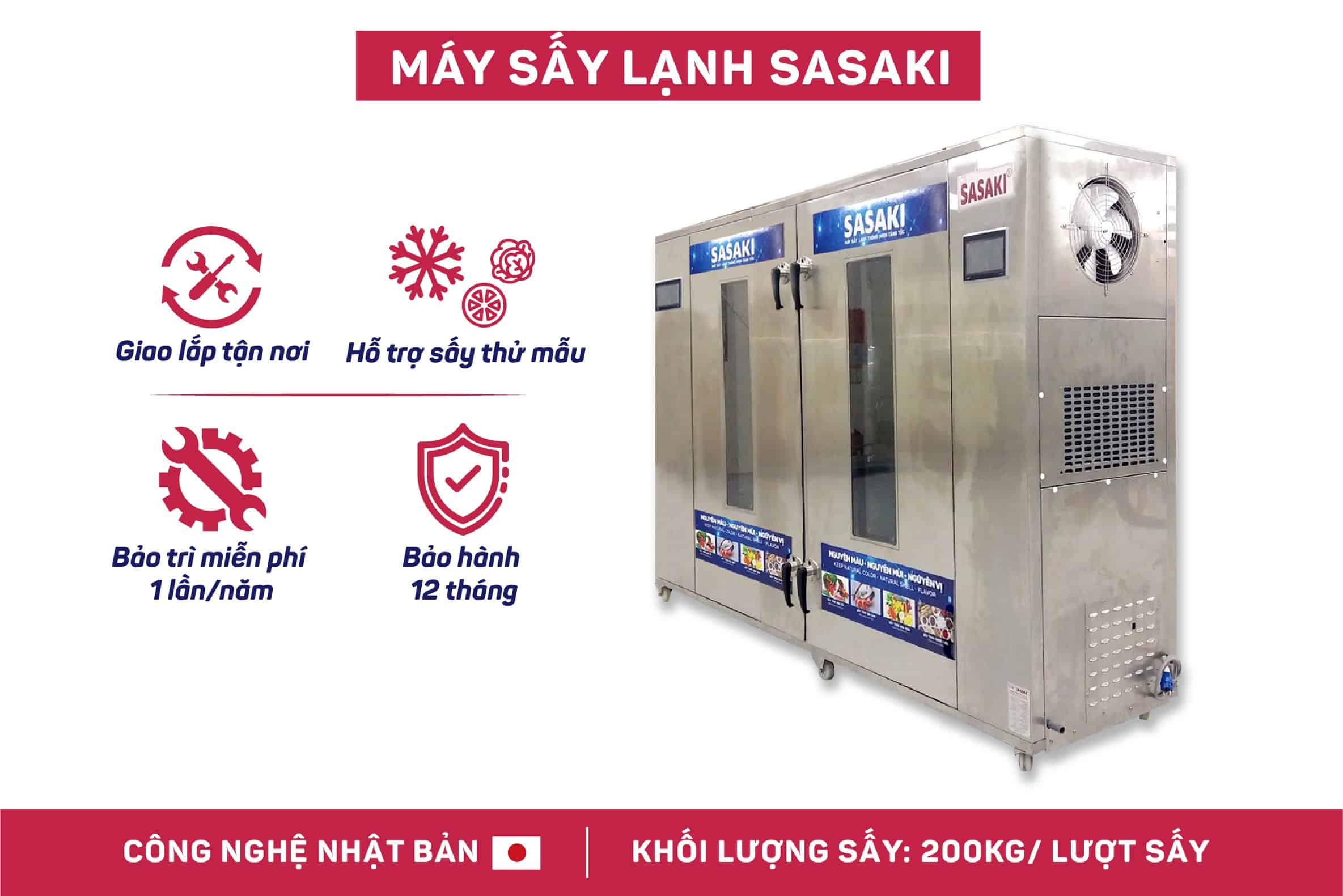 Máy sấy lạnh HPTSASAKI020 - 200kg/lượt sấy - Máy sấy lạnh SASAKI
