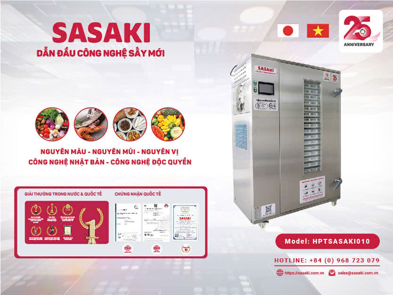 Máy sấy lạnh HPTSASAKI010 – Sấy 100kg/lượt sấy
