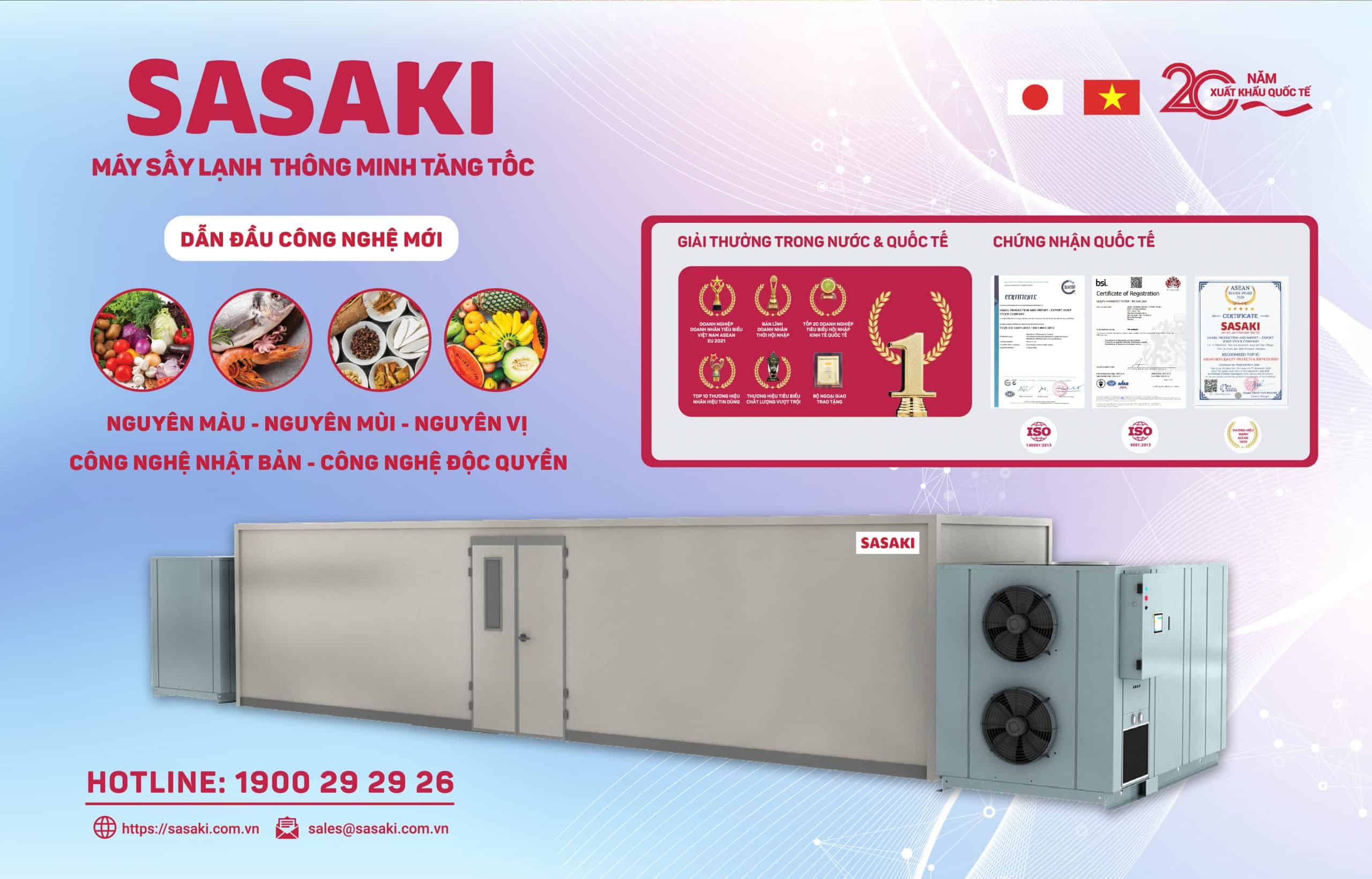 Máy sấy khô gà công nghiệp SASAKI mang tốc độ sấy nhanh chóng
