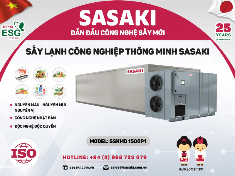 Máy sấy lạnh công suất 1,5 tấn/ mẻ phù hợp với doanh nghiệp sản xuất quy mô lớn