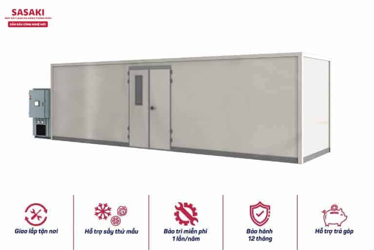 Máy sấy lạnh HPTSASAKI0805 đáp ứng nhu cầu sấy 500kg nguyên liệu 