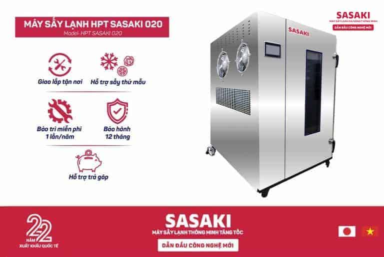 Máy sấy lạnh HPTSASAKI0202 phù hợp để sấy tối đa 200kg/lần sấy