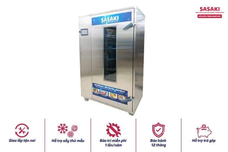 Máy sấy lạnh thảo dược HPTSASAKI010 phù hợp để sấy tối đa 100 kg nguyên liệu tươi