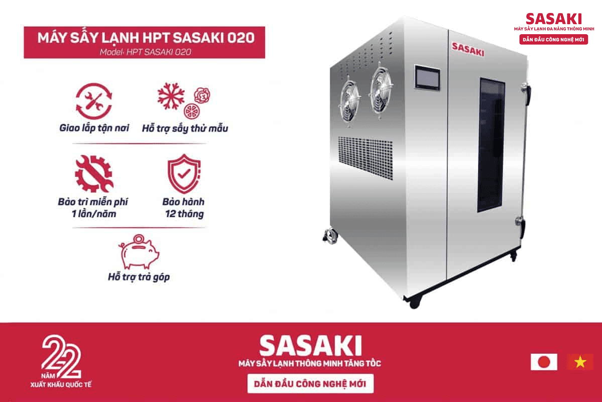 Máy sấy lạnh thảo dược HPTSASAKI020 với công suất 200kg/mẻ sấy