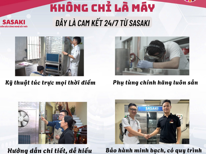 SASAKI cam kết bảo hành, bảo trì định kỳ cho khách hàng sau khi mua máy