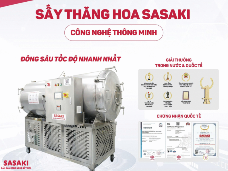 Máy sấy thăng hoa SASAKI đạt chứng nhận theo tiêu chuẩn chất lượng Quốc tế