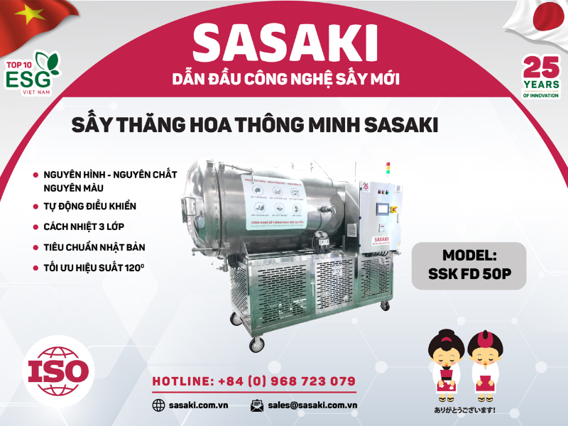 Máy sấy thăng hoa công nghiệp SASAKI 50kg/ mẻ