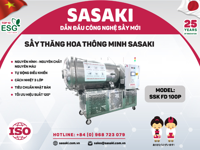 Máy sấy thăng hoa công nghiệp SASAKI 100kg/ mẻ