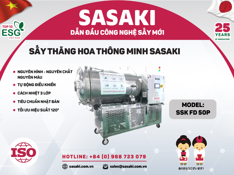 Máy sấy thăng hoa Nhật Bản công suất 50kg/ mẻ