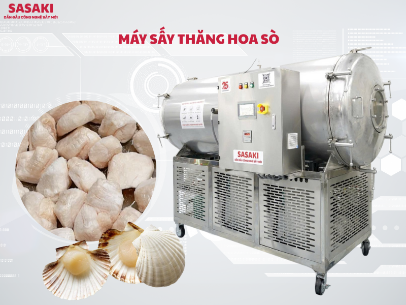 Máy sấy thăng hoa sò, sấy nhanh, không co rút, không biến màu