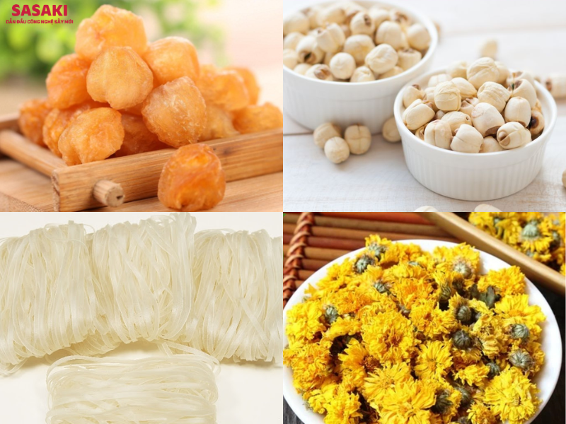 Các sản phẩm nông sản, dược liệu gồm nhãn lồng, hạt sen, phở khô, hoa cúc chi sấy lạnh