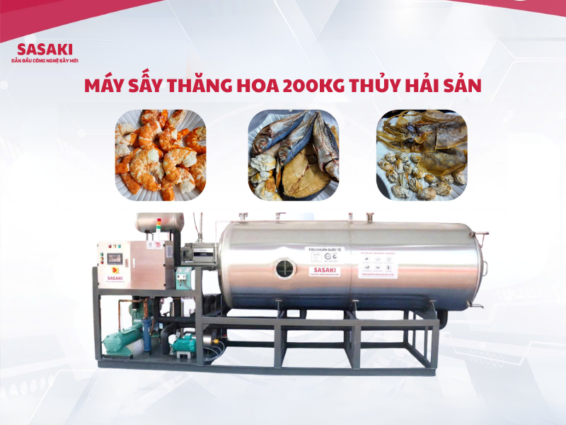Máy sấy thăng hoa 200kg thủy hải sản cho doanh nghiệp xuất khẩu