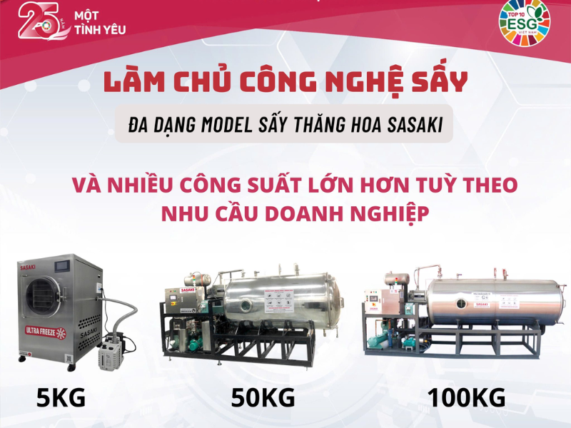 SASAKI - Nhà sản xuất máy sấy thăng hoa đa dạng công suất