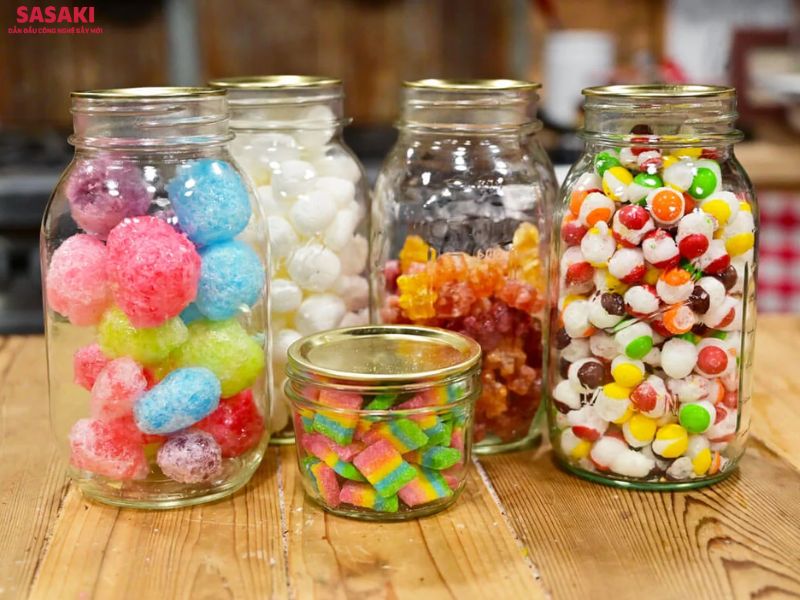 Các sản phẩm kẹo sấy thăng hoa được làm từ các loại kẹo dẻo, kẹo gum