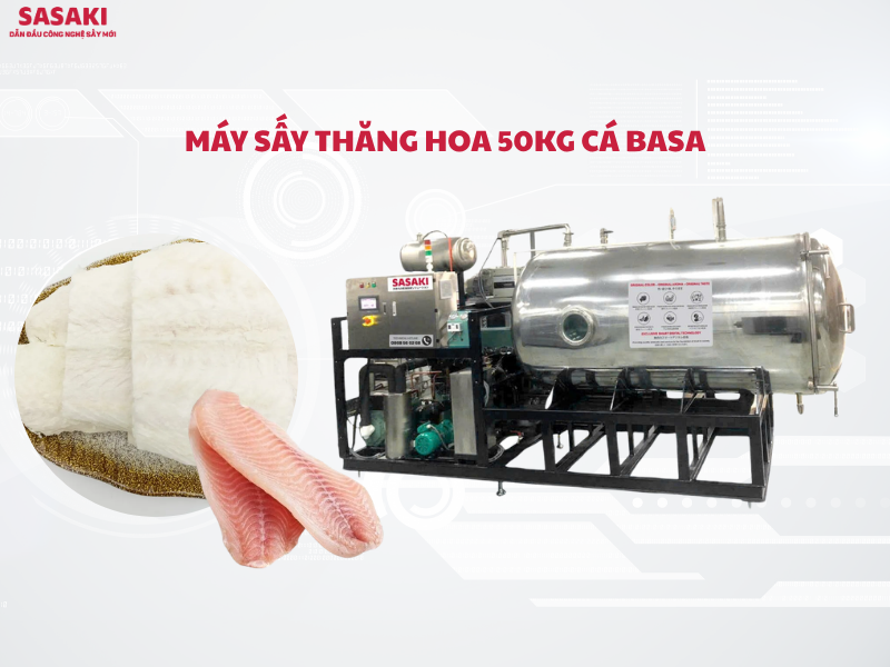 Máy sấy thăng hoa 50kg cá basa cho sản xuất quy mô vừa