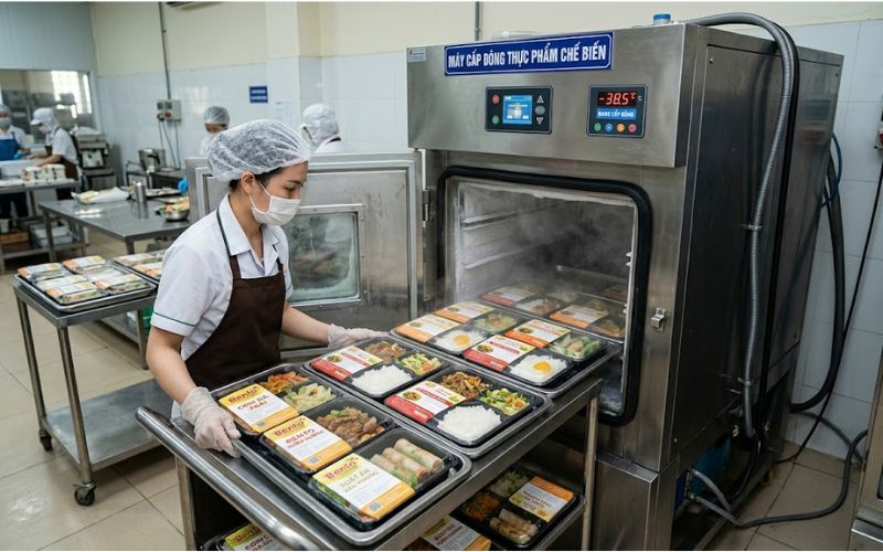 Máy cấp đông thực phẩm chế biến cho cơm, beto, suất ăn