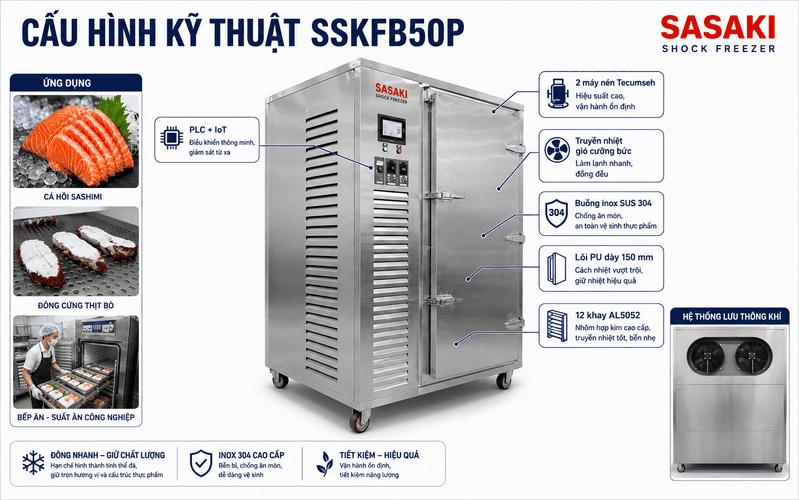 cấu hình kỹ thuật máy cấp đông sâu SSKFB50P