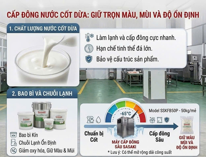 Bí quyết giữ màu mùi nước cốt dừa sau rã đông
