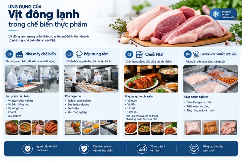 Các mô hình kinh doanh ứng dụng phổ biến của vịt đông lạnh