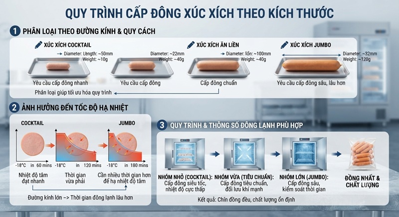 Kiểm soát kích thước, đường kính và quy cách xúc xích