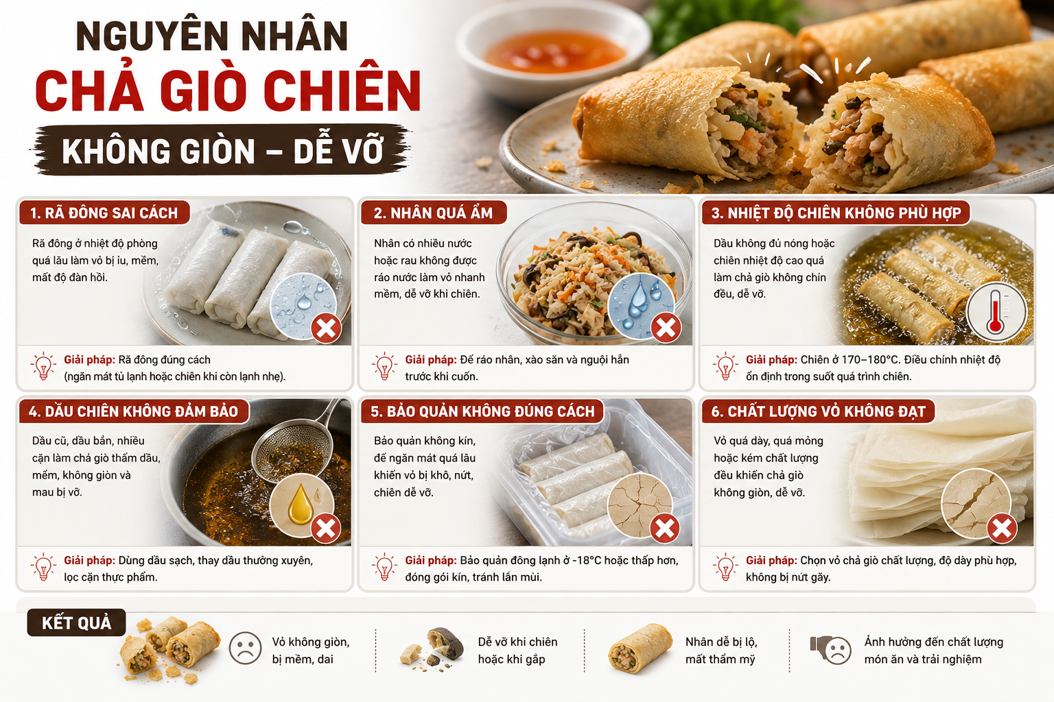 Nguyên nhân chả giò không giòn