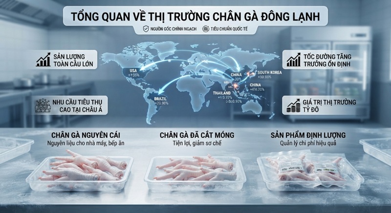 Nhu cầu sử dụng chân gà đông lạnh ngày càng gia tăng
