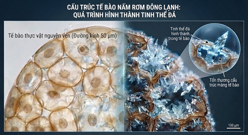 Nước trong tế bào chuyển thành tinh thể đá