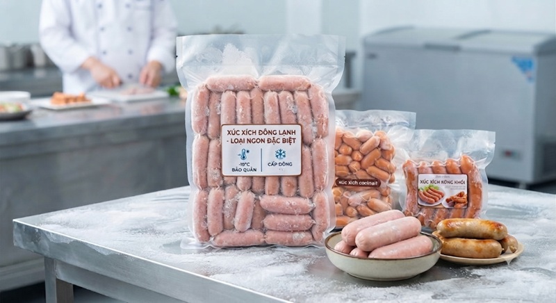 Xúc xích đông lạnh theo nhiều dạng khác nhau