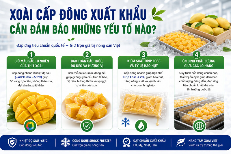 Yếu tố cần có của xoài cấp đông xuất khẩu
