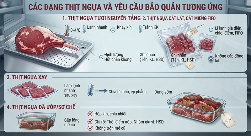 Các dạng thịt ngựa phổ biến