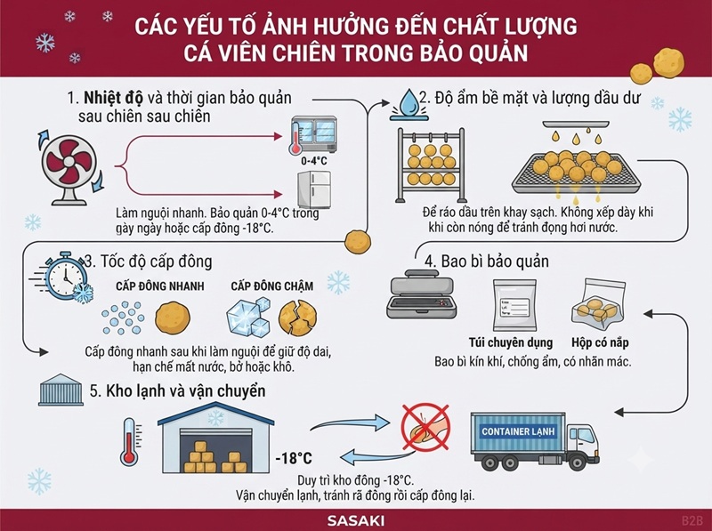 Các yếu tố ảnh hưởng đến chất lượng cá viên chiên trong bảo quản