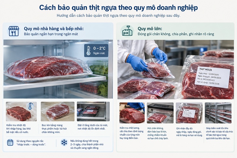 Cách bảo quản thịt ngựa theo từng quy mô doanh nghiệp