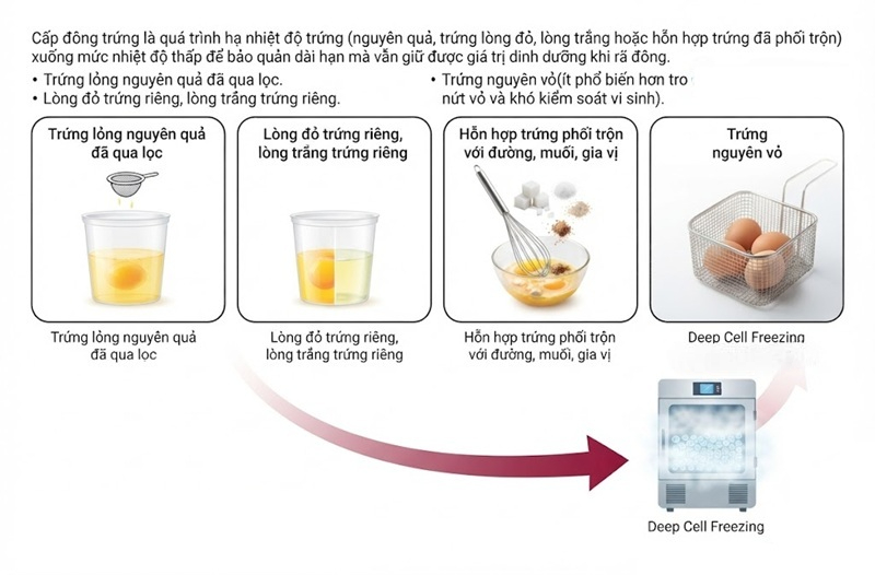 Cấp đông trứng ở dạng nào