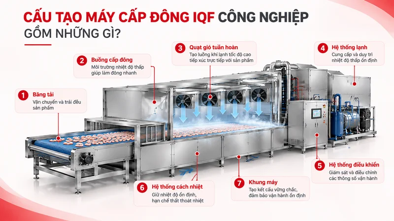 Cấu tạo máy cấp đông IQF công nghiệp