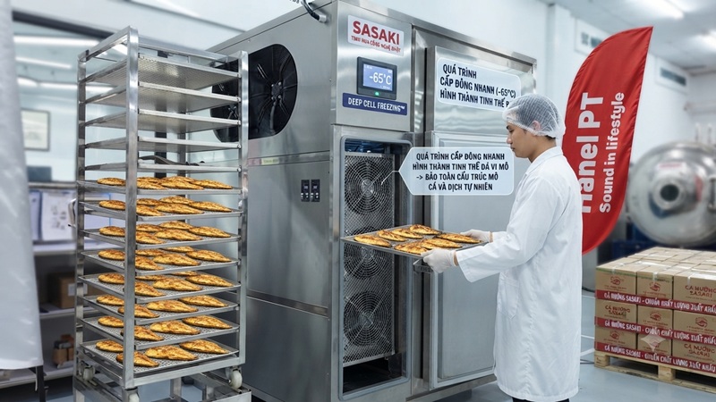 Máy cấp đông sâu SASAKI cho cá nướng